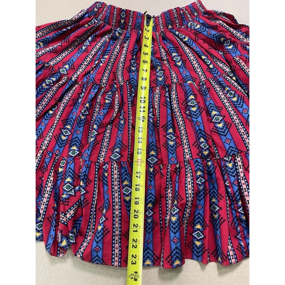 Vintage 80s Square Up Fashions Dancing Skirt Native Southwestern Size L Cotton - Picture 7 of 9